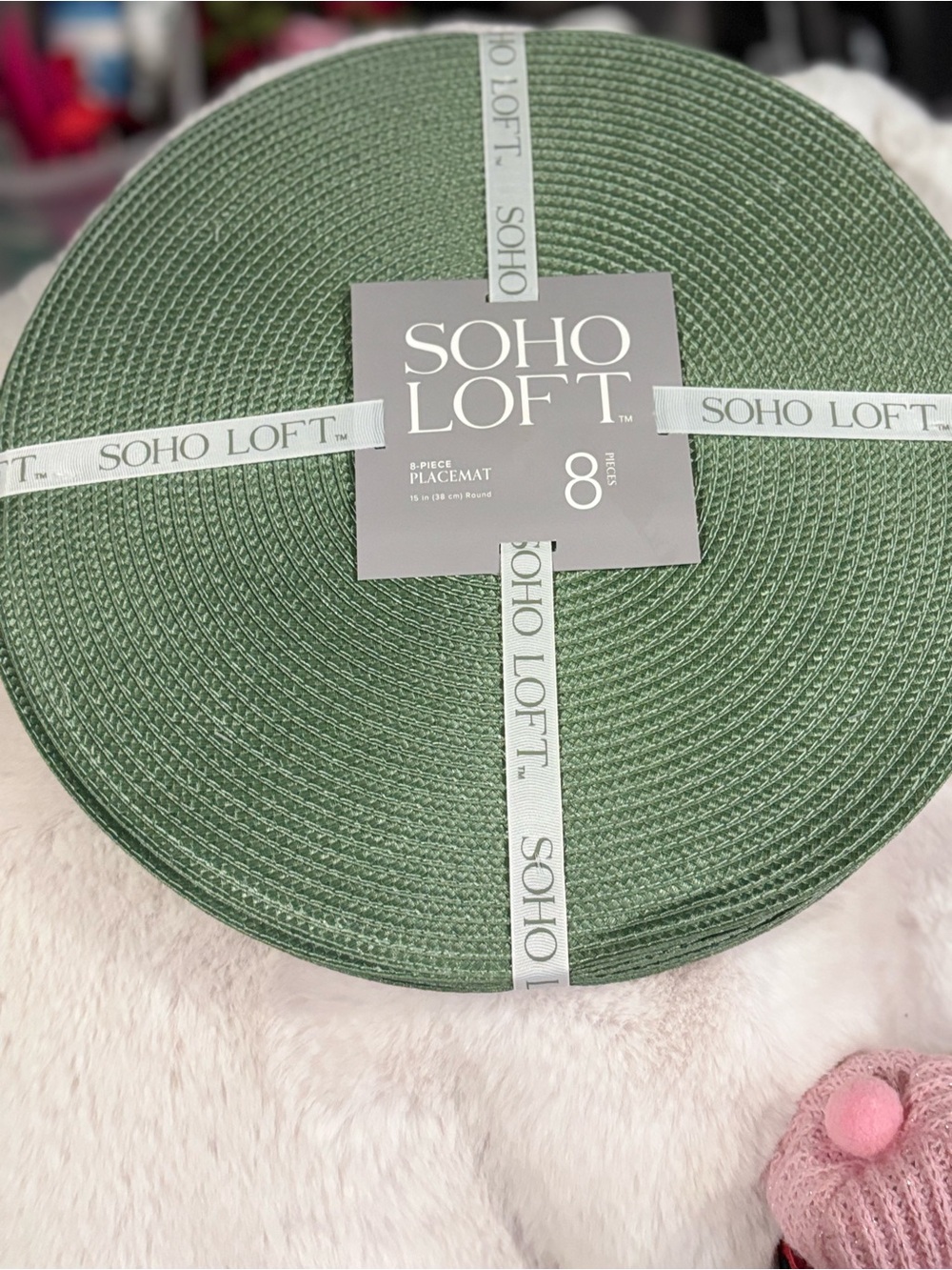 Green Woven Round Placemat - Set of 8